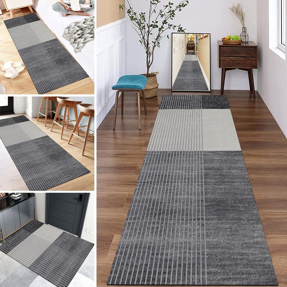 GRAPKS Runners Rug for Hallway Non-Slip, Entryway Narrow Area Rugs, Modern Grey Corridor Hall Kitchen Rug Runner Floor Mat 1m/2m/3m/4m/5m/6m Long Carpet (Size : 2.3 ft x 16.4 ft)