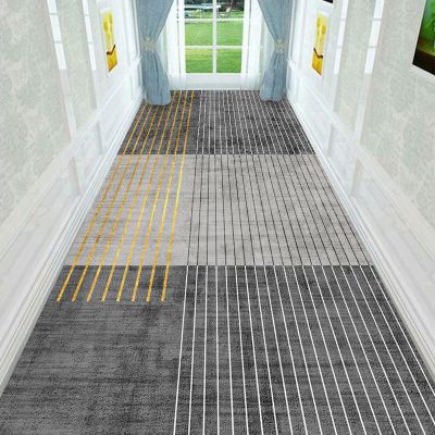 GRAPKS Runners Rug for Hallway Non-Slip, Modern Grey Gold Carpet Washable Area Rug Corridor Stair Passage Carpet Runner Mat 60cm/70cm/80cm/100cm Wide (Size : 2.6 ft x 14.8 ft)