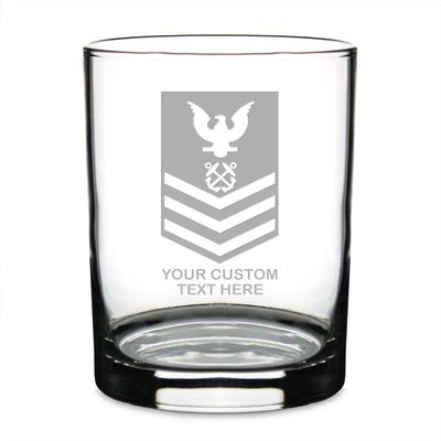 7.62 Design Personalized U.S. Navy Petty Officer 1st Class 14 oz. Double Old Fashioned Glass