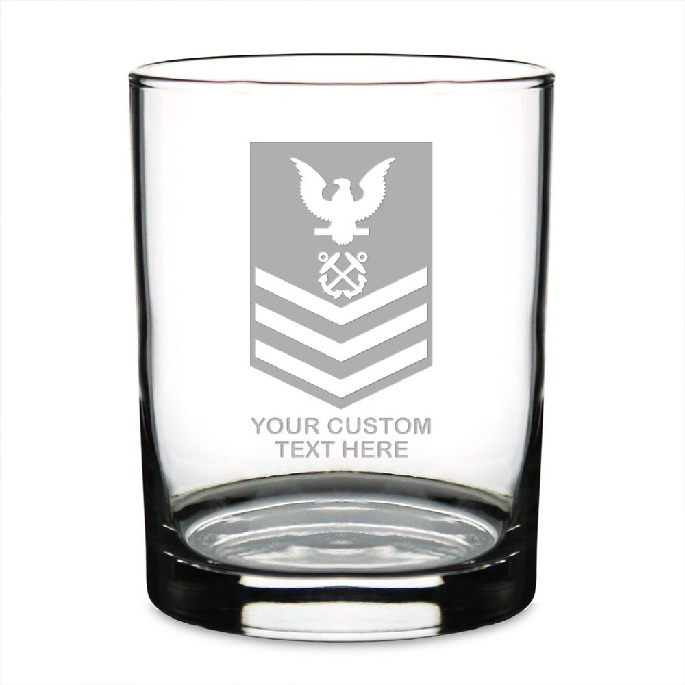 7.62 Design Personalized U.S. Navy Petty Officer 1st Class 14 oz. Double Old Fashioned Glass