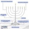 Extra Large Display Electric Menorah Satin Silver 23" Tall - with Flame Shaped Bulbs Traditional U-Shape USB Electronic Hanukkah Minorah with 10 Screw in LED Bulbs Chanukah Decorations By Zion Judaica view 4