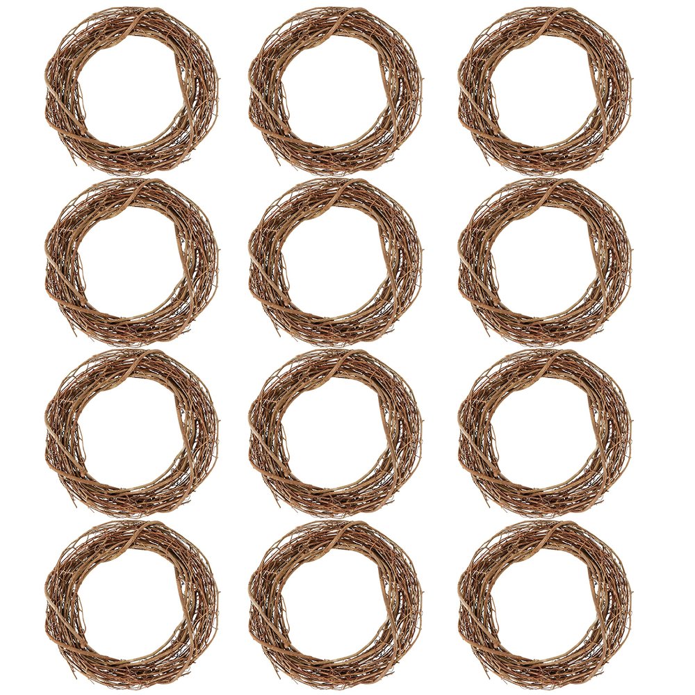 Ashland 14" Natural Grapevine Wreath - Ready-to-Decorate Rustic Home Decor for Weddings, Birthdays, Parties, and Holidays - Bulk 12 Pack