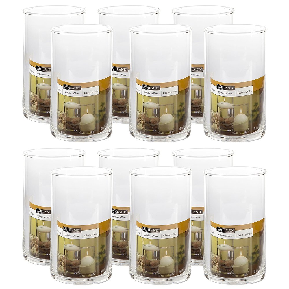 Ashland 6" Cylinder Glass Candle Holder, 12 Pack
