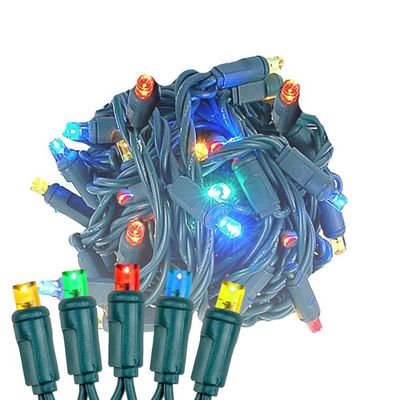Novelty Lights 17ft 50 LED Multicolor Christmas Lights Outdoor/Indoor, 4" Spacing, Green Wire String Lights for Festive Xmas Lighting, IP55, UL Listed, Dimmable, Connectable
