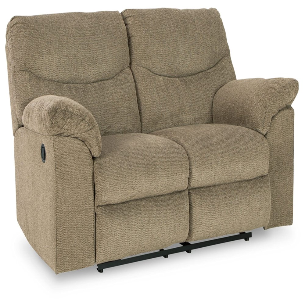 Signature Design by Ashley Alphons Transitional Tufted Reclining Loveseat, Light Brown