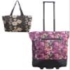 New York XPress 2-in-1,Portable and Push-Rolling Tote Bag/Rolling Tote with Wheels and Handle/Shopping Tote Bag for wowen#White Floral/Pink Floral view 1