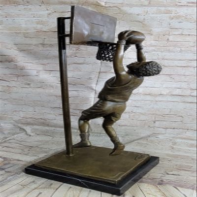 Cast Bronze Boy Playing Basketball Sculpture Lost Wax Method Figurine Figure Gift Decorative Art Sale Home by Think Bronze