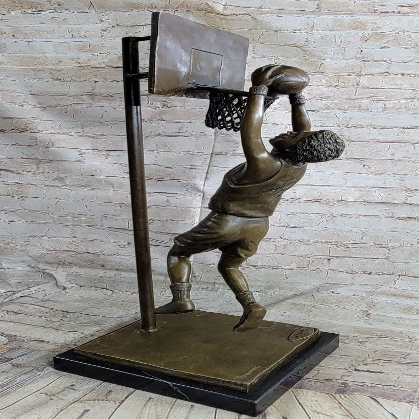 Cast Bronze Boy Playing Basketball Sculpture Lost Wax Method Figurine Figure Gift Decorative Art Sale Home by Think Bronze