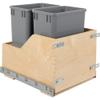 Hardware Resources Double 35 Quart Wood Bottom-Mount Soft-close Trashcan Pullout for Door Mounting, includes Two Grey Cans view 1