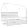 Wooden Full Size House Bed with Trundle, Unique Kids Bed with Shelf, Robust and Easy to Assemble, Suitable for Children Boys and Girls, No Box Spring Needed (White$C) view 4