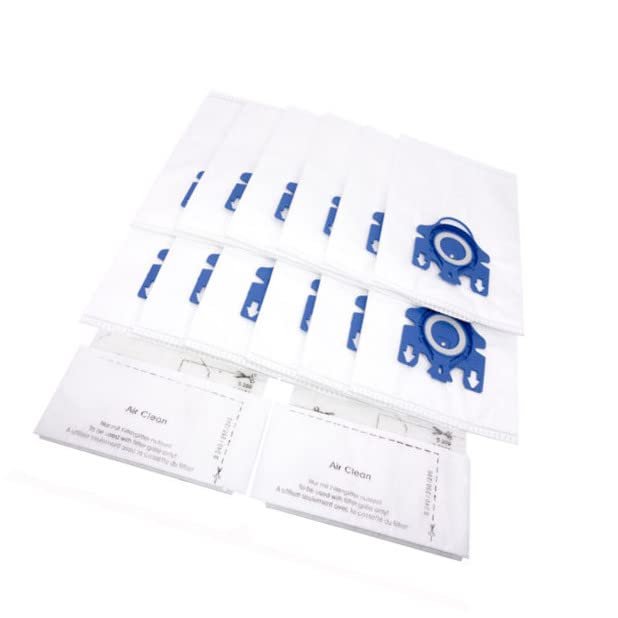 12x 3D Efficiency HyClean Dust AirClean Bags Fits S2, S5, S8, Classic C1 Vacuum Cleaner+Filters For Miele