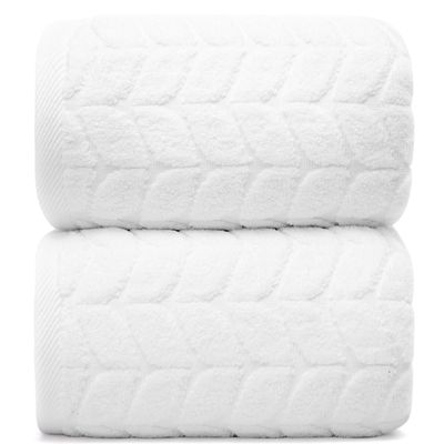 Alusa Home Ultra Soft & Stylish 700 GSM Luxury Bath Sheets | Pack of 2 | Extra Large 35x70 Inches | 100% Zero-Twist, Long-Staple Cotton | Remarkably Absorbent (White)