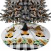 Christmas Tree Skirt, Sunflower Gnomes Christmas Tree Skirts Ornaments Dcor, Black White Plaid Farmhouse Bee Xmas Tree Skirt Mat Decorations for Holiday Party Indoor Outdoor 48 Inch view 1