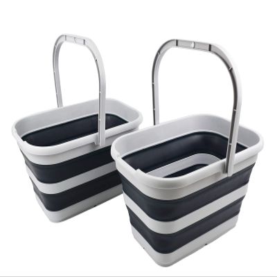 SAMMART 12L (3.1 gallons) Collapsible Plastic Rectangular Bucket-Foldable Tub with Handle - Space Saving (Set of 2)