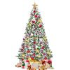 Happygrill 7.5FT Artificial Hinged Christmas Tree Snow Flocked Pine Tree with Solid Metal Stand Festival Xmas Tree for Indoor Outdoor view 1