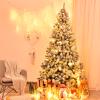 Happygrill 7.5FT Artificial Hinged Christmas Tree Snow Flocked Pine Tree with Solid Metal Stand Festival Xmas Tree for Indoor Outdoor view 2
