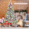 Happygrill 7.5FT Artificial Hinged Christmas Tree Snow Flocked Pine Tree with Solid Metal Stand Festival Xmas Tree for Indoor Outdoor view 3