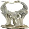 Set of 1 Large Silver Giraffe Heart Lovers Couple Statue 12.5" H view 1