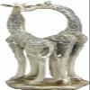 Set of 1 Large Silver Giraffe Heart Lovers Couple Statue 12.5" H view 2