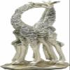 Set of 1 Large Silver Giraffe Heart Lovers Couple Statue 12.5" H view 4