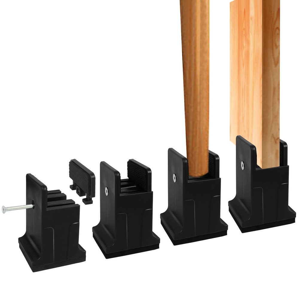 DEDU Bed Risers with Adjustable Screw Clamp, Couch Risers 3 Inch Heavy Duty 4 Pack Supports Up to 11000 Lbs, Furniture Risers for Sofas, Chairs, Desks, Recliners (Black)