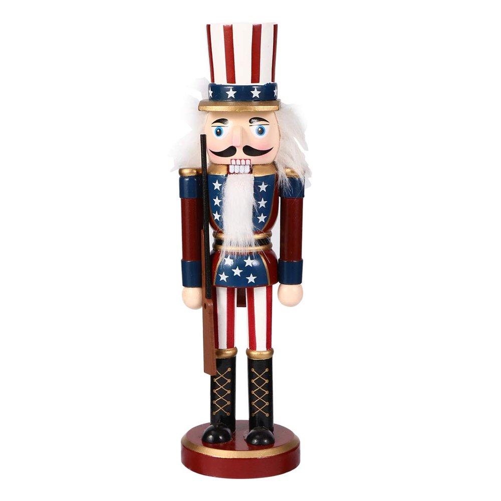 IMIKEYA Christmas Nutcrackers Figures: Wooden Nutcracker Christmas Ornament Decorations Figures Wooden Ornaments for Desktop Home Decor