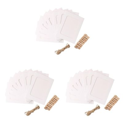 DOITOOL 30pcs Retro Kraft Paper Photo Frames String and Clips for Creative Hanging Decorations for Collage Wall Displays and Capturing Special Moments