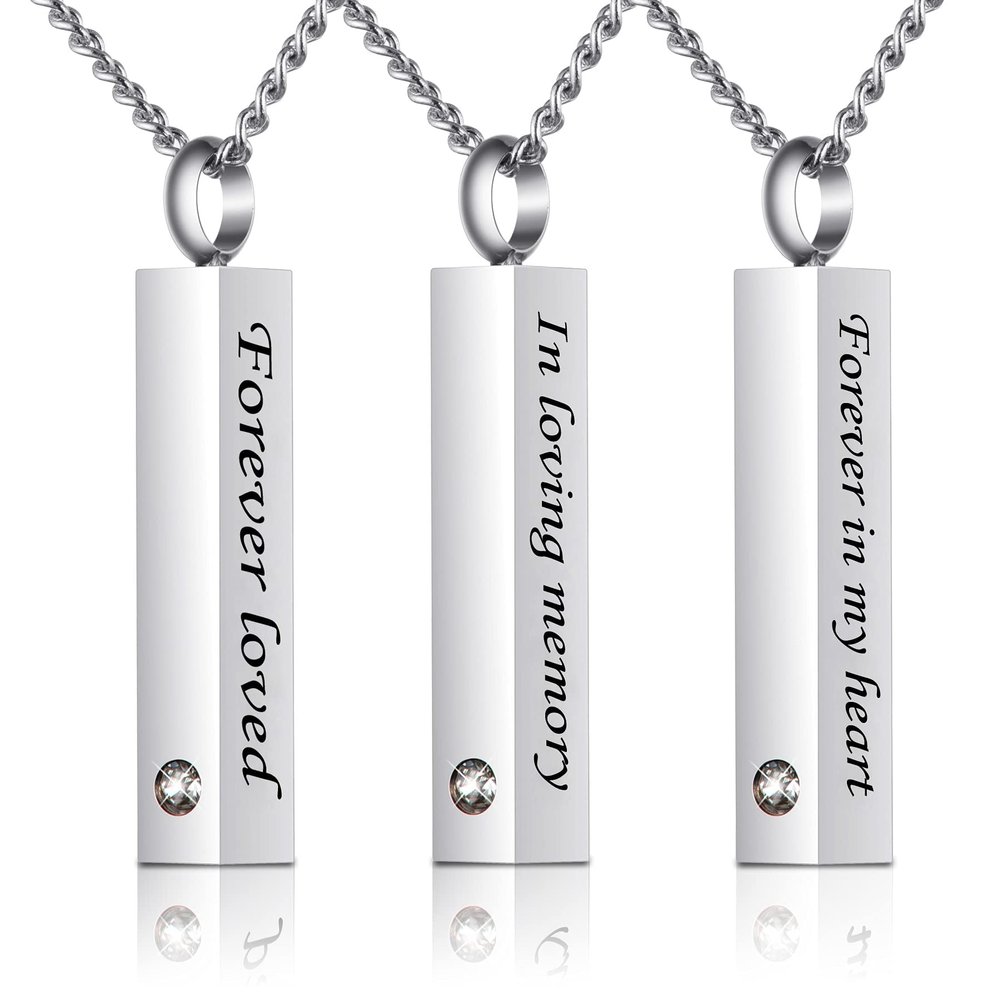 BIAIHQIE 3Pcs Crystal Cremation Jewelry for Ashes Urn Necklace for Ashes, Birthstone Cube Urns Memorial Ashes Necklace Pendant Keepsake,1