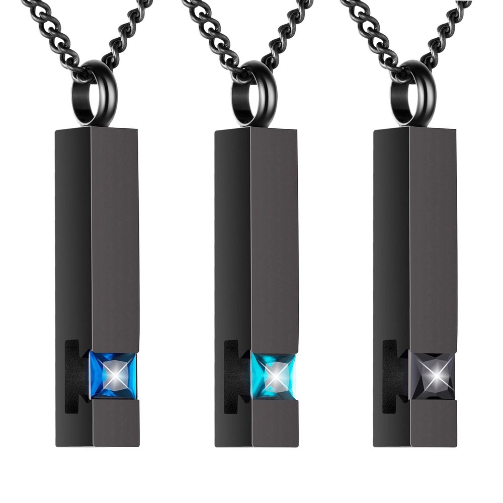 BIAIHQIE 3Pcs Crystal Cremation Jewelry for Ashes Silver Urn Necklace for Ashes, Birthstone Cube Urns Memorial Ashes Necklace Pendant,1