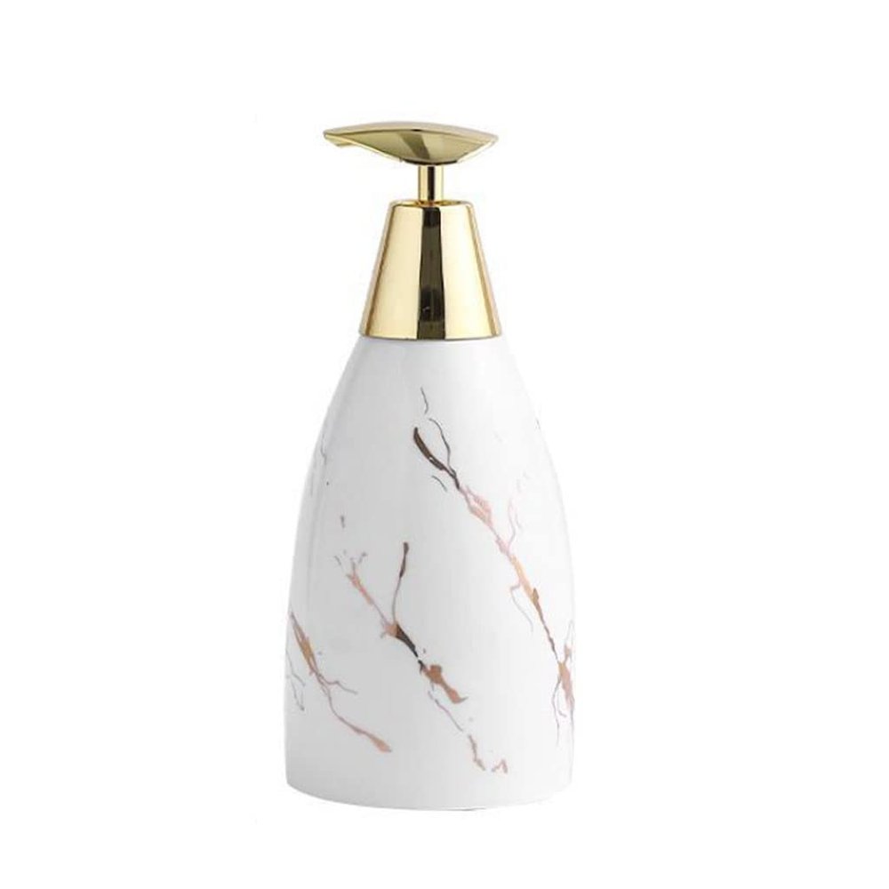 Ryakos Soap Dispenser 470ml/15.8oz Ceramic Soap Dispenser Bathroom Marble Texture Soap Pump Cute Lotion Dispenser for Kitchen Lotion Bottle Hand Soap Dispenser Dish Soap Dispenser (Color : D-White)