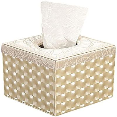 Tissue Dispenser,Fashion Square Tissue Paper Box PU Leather Tissue Box Cover For Home And Office Supplies (Color : Red) (Color : Beige)