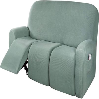 8-Pieces Recliner Sofa Covers Stretch Reclining Couch Covers for 3 Seater Thick Soft Recliner Sofa Slipcovers with Elastic Bottom for Living Room (Color : Sage, Size : 3 Seater (8