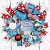 Coastal, Beach, Nautical Pelican Christmas Wreath with Ball Ornaments, Beautiful Ribbon, Blu, Red & White Plaid Fabric Mesh, Bow view 2