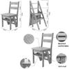 Wooden Step Stool Ladder 4 Tread Transforming Fold Up Stepstool Backrest Chair for Kids & Adults, Home Garden Tool (White) view 3