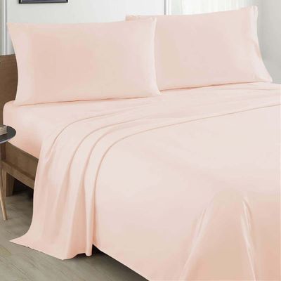 100% Organic Cotton Sheet Set 4 Piece- California King - 72" X 84"- Peach Solid 400 Thread Count Sheets with All-Around Elastic for Fitted Sheet Upto 18''- 20'' Inch Deep Pocket