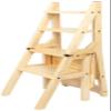 Step Stool 4 Tier Folding Wood Step Stool Ladder Chair Bench Seat Utility Home Kitchen Ladder Stool (B) view 1