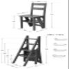 Step Stool 4 Tier Folding Wood Step Stool Ladder Chair Bench Seat Utility Home Kitchen Ladder Stool (B) view 3