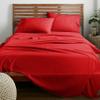 100% Organic Cotton Sheet Set 4 Piece- California King - 72" X 84"- Red Solid 400 Thread Count Sheets with All-Around Elastic for Fitted Sheet Upto 18''- 20'' Inch Deep Pocket view 3