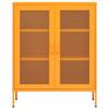 GOLINPEILO Metal Storage Cabinet with 2 Doors and 2 Mesh Shelves, Steel Garage Storage Cabinet File Cabinet Counter Cabinet for Home Office, Garage, Gym, School, 31.5"x13.8"x40" Mustard Yellow view 4