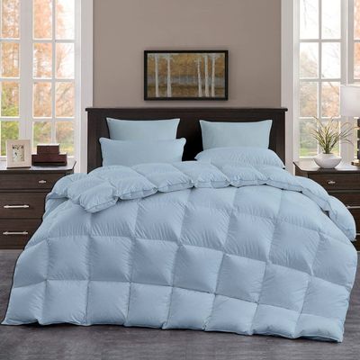 All Season, Down Alternative Comforter Sets 3PCs, Regular King(90"X102"), 100% Organic Cotton, 1000 TC, Duvet Insert 600 GSM, Corner TABS, Corner TABS, Soft, Fluffy, Light Blue