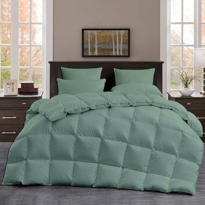 All Season, Down Alternative Comforter Sets 5PCs, Twin XL Size(68"X92") 100% Organic Cotton Cover, 1000 TC, Duvet Insert 600 GSM, Corner TABS, Warmth,Fluffy, Moss