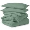 All Season, Down Alternative Comforter Sets 5PCs, Twin XL Size(68"X92") 100% Organic Cotton Cover, 1000 TC, Duvet Insert 600 GSM, Corner TABS, Warmth,Fluffy, Moss view 2
