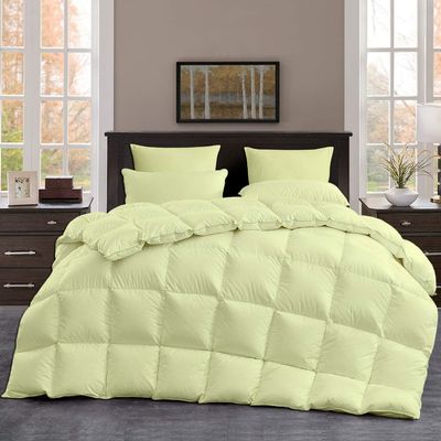 All Season, Down Alternative Comforter Sets 5PCs, Twin Size(68"X90") 100% Organic Cotton Cover, 1000 TC, Duvet Insert 600 GSM, Corner TABS, Warmth,Fluffy, Ivory