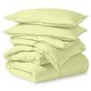 All Season, Down Alternative Comforter Sets 5PCs, Twin Size(68"X90") 100% Organic Cotton Cover, 1000 TC, Duvet Insert 600 GSM, Corner TABS, Warmth,Fluffy, Ivory view 2
