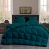 All Season, Down Alternative Comforter Sets 5PCs, EXPANDED Queen(92"X92") 100% Organic Cotton Cover, 1000 TC, Duvet Insert 600 GSM, Corner TABS, Warmth,Fluffy, Teal view 1