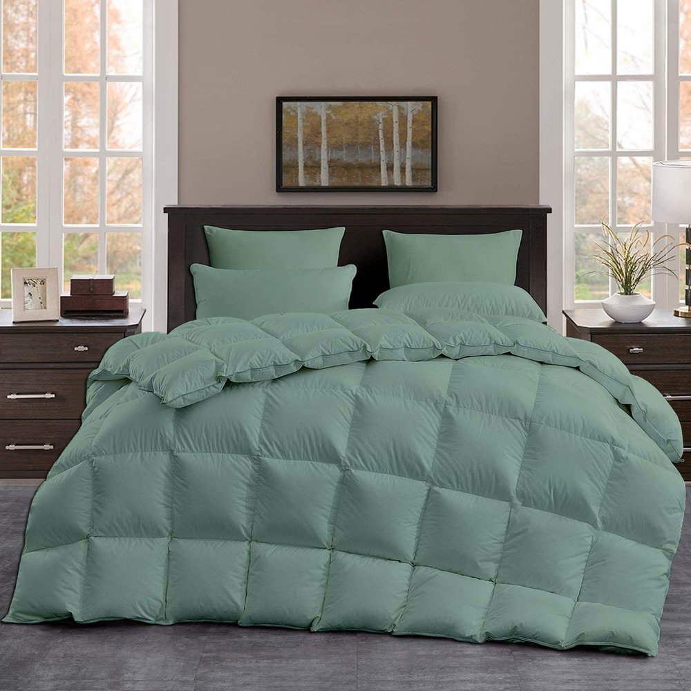 All Season, Down Alternative Comforter Sets 3PCs, King Size(92"X104"), 100% Organic Cotton, 1000 TC, Duvet Insert 600 GSM, Corner TABS, Corner TABS, Soft, Fluffy, Moss