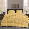All Season, Down Alternative Comforter Sets 5PCs, Oversize Queen(98"X98") 100% Organic Cotton Cover, 1000 TC, Duvet Insert 600 GSM, Corner TABS, Warmth,Fluffy, Gold view 1