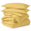 All Season, Down Alternative Comforter Sets 5PCs, Oversize Queen(98"X98") 100% Organic Cotton Cover, 1000 TC, Duvet Insert 600 GSM, Corner TABS, Warmth,Fluffy, Gold view 2