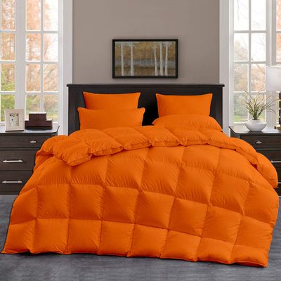 All Season, Down Alternative Comforter Sets 5PCs, California King(96"X102") 100% Organic Cotton Cover, 1000 TC, Duvet Insert 600 GSM, Corner TABS, Warmth,Fluffy, Orange