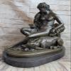 EUROPEAN BRONZE Art Crafts Indoor Decorations Statue Girl Dog Bronze Sculpture Fisher Arts Gift Artwork Gift Home Figurine view 2